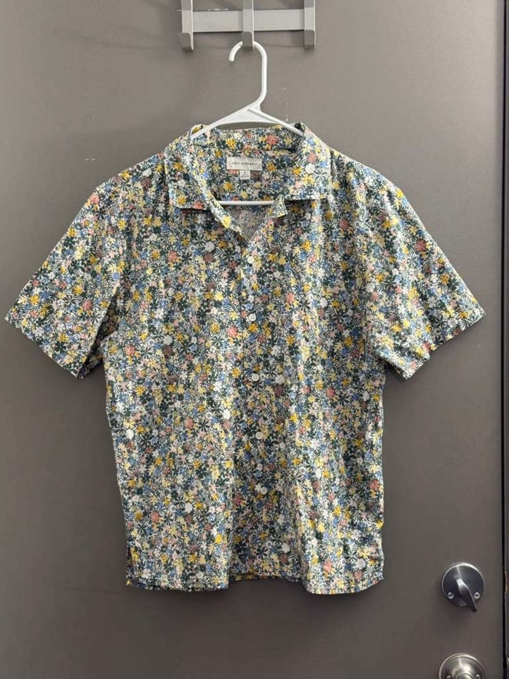 Short-Sleeve Floral Button-Up Shirt - Blue/Yellow